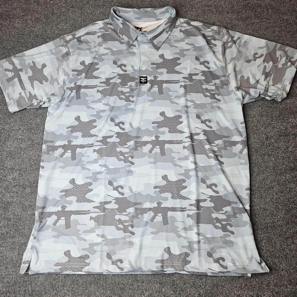 Eagle Six Gear Polo Shirt Mens Size XL Blue Gray Camo Military - Picture 2 of 6